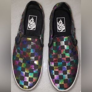 Checkered slip on vans!!